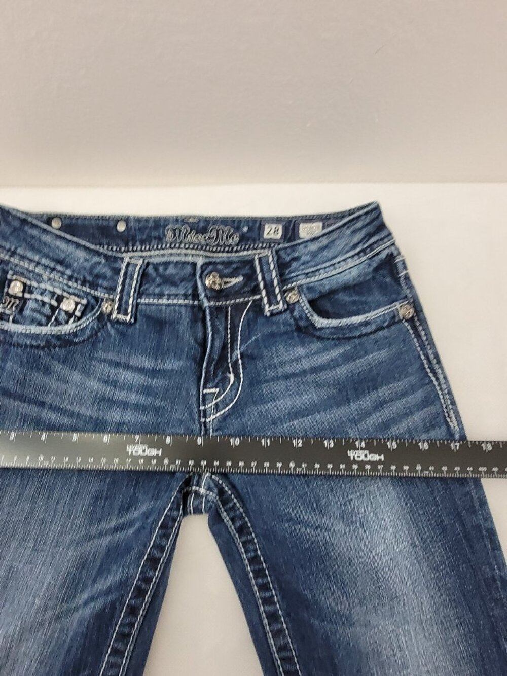 Miss Me Jeans Womens 28 Low Rise Boot Cut Western Stretch JP5342B Vintage - Picture 16 of 16